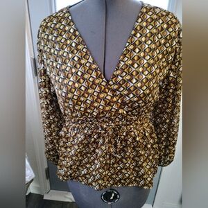 Angie Black and Yellow Geometric Blouse